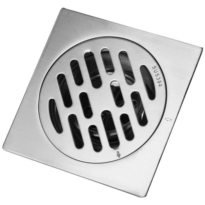 Siphon De Sol Carré Acier Inox - Anti-odeurs Et Anti-cheveux Pour Salle De Bain