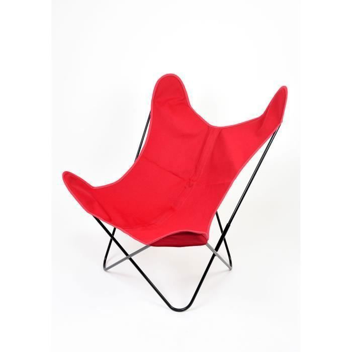 fauteuil papillon en coton coloré rouge - home maison - relaxation - jardin - contemporain - design
