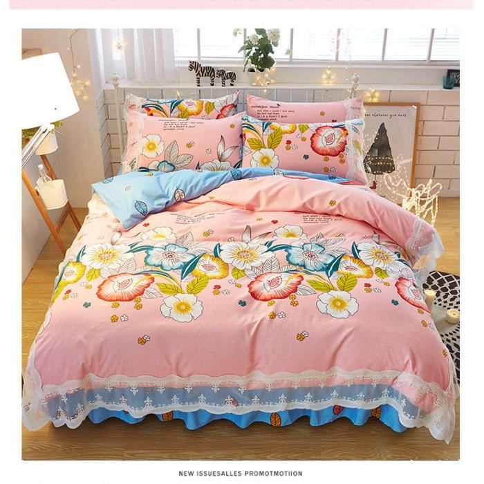 Parure De Lit Housse De Couette0x230cm Drap De Lit 180x0 45cm Dentelle 2pc Taies Imprimes Florals En Coton Rose Cdiscount Maison Parure De Lit Housse De Couette0x230cm Drap De Lit 180x0 45cm Dentelle 2pc Taies Imprimes Florals En Coton Rose Cdiscount Maison