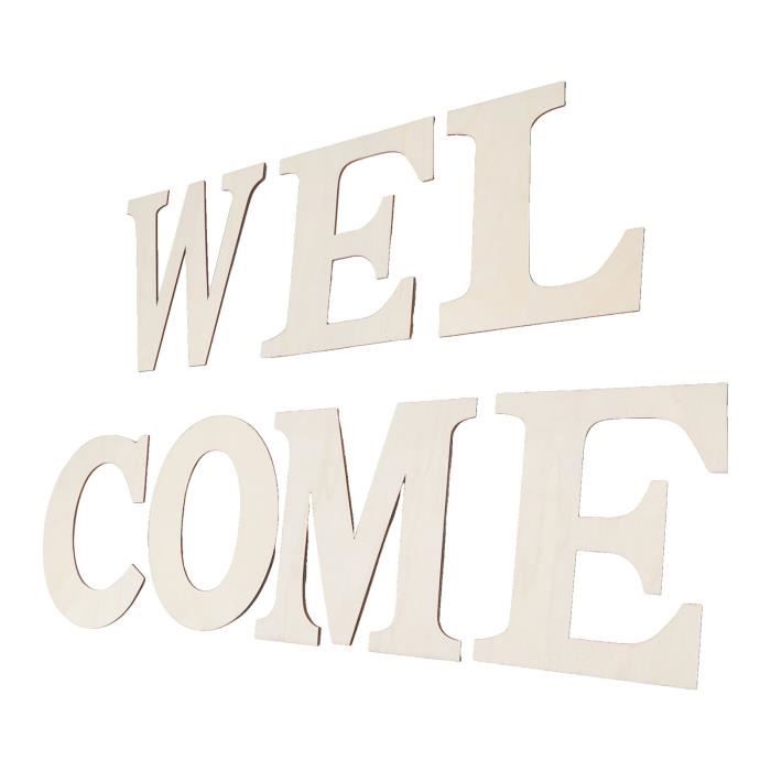 USTEL Décoration Métallique Artistique "Welcome" - Style Abstrait Noir, Affiche Murale, Signal De Bienvenue Pour Murs En Bois, Tableau Métallique Avec Finition Mat Sablée (33 Cm
