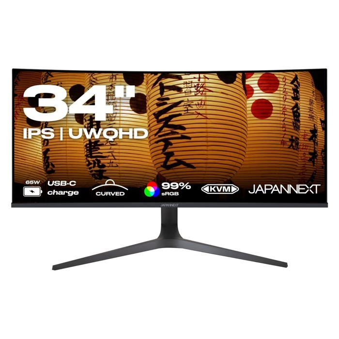 Ecran PC Incurvé JAPANNEXT 34 IPS UWQHD 3440x1440 JN IPSC34UWQHDR C65W H - vue 1