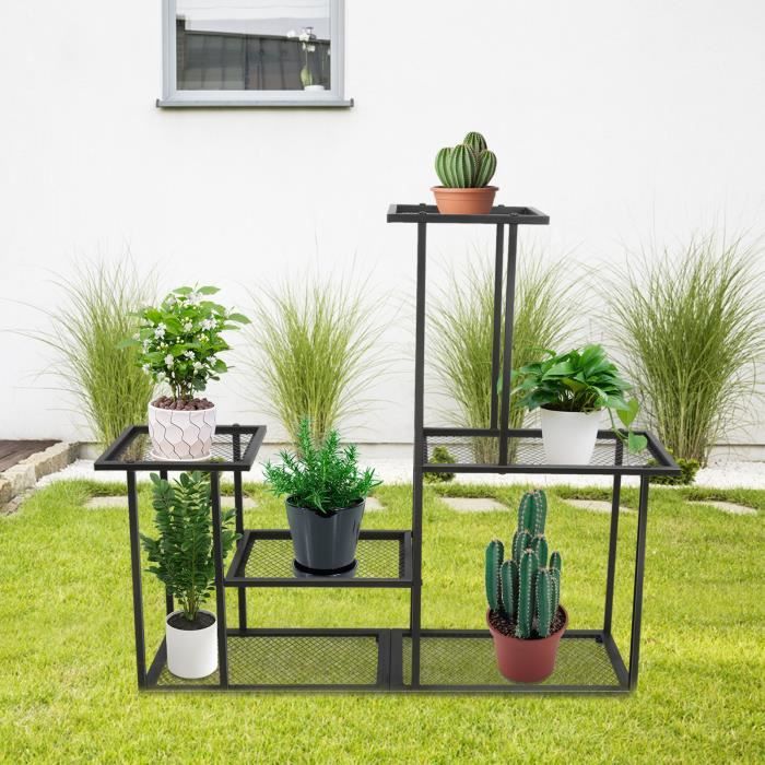 Lyrlody Support Pot De Fleurs Design Vertical 6 Etages Etagère à Fleurs En Fer Porte Pot De Plantes Affichage Support Pot De Plante Idéal Pour Salon Balcon Terrasse Jardin Bureau Café(Gris Foncé