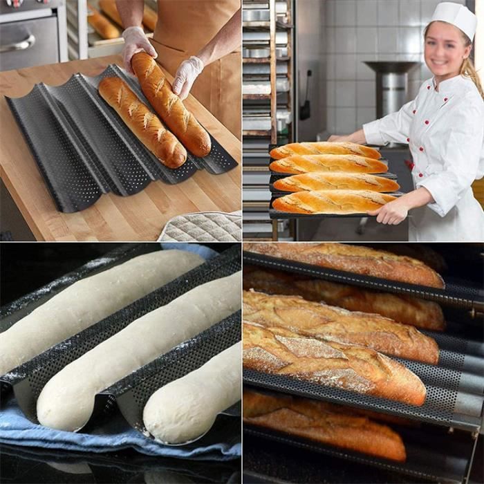 Moule à baguette antiadhésif pour cuisson d'escal2/3/4, ustensiles de  cuisson pour pains ondulés - AliExpress