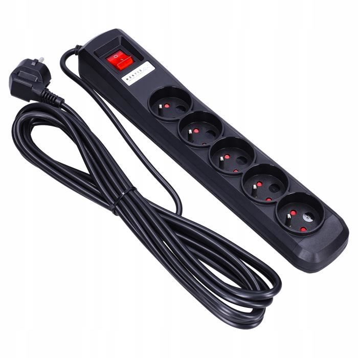 Bande de protection contre les surtensions et les courts-circuits MANTIS MT030-5 - 5 prises - Noir