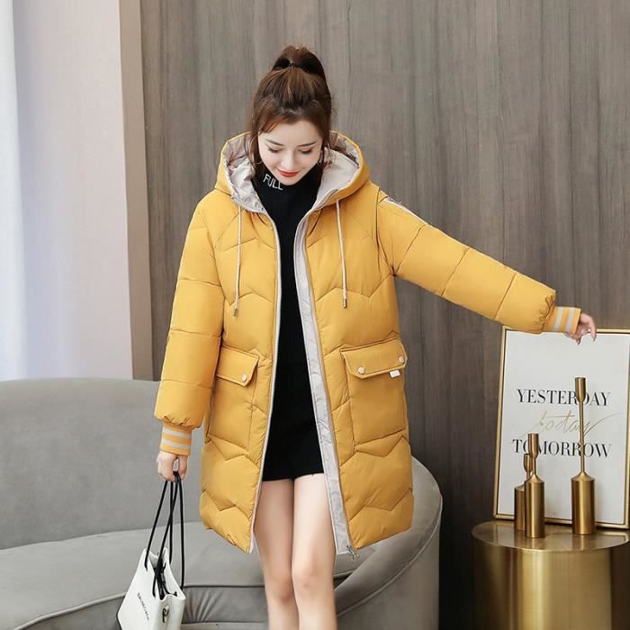 Doudoune Automne Doudoune Femme à Capuche Chic Manteau Mi-Longue