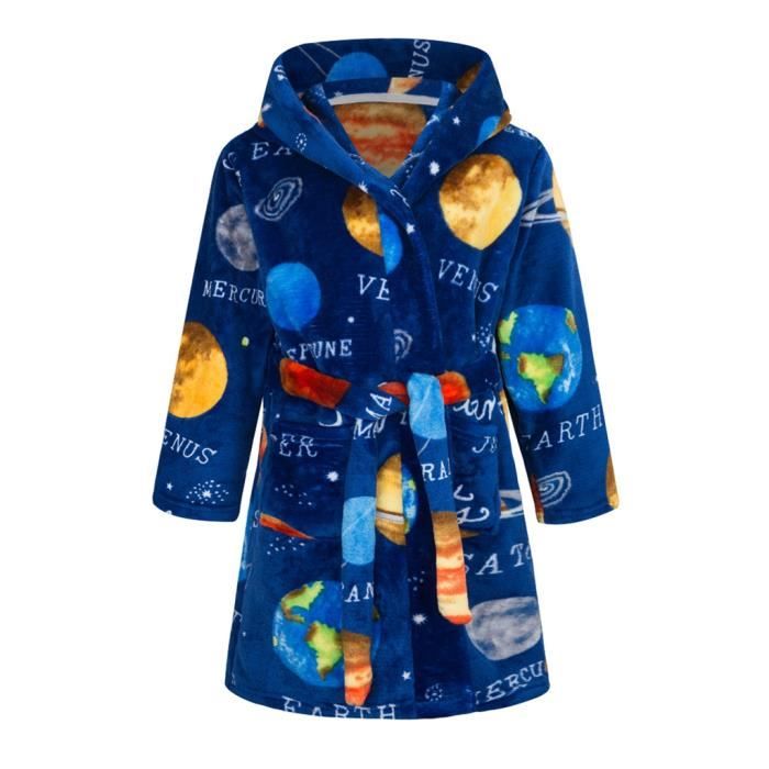 Peignoir de Bain a capuche eponge enfants Vetements de Nuit garcon fille planete 1 2 ans planete Cdiscount Pret a Porter