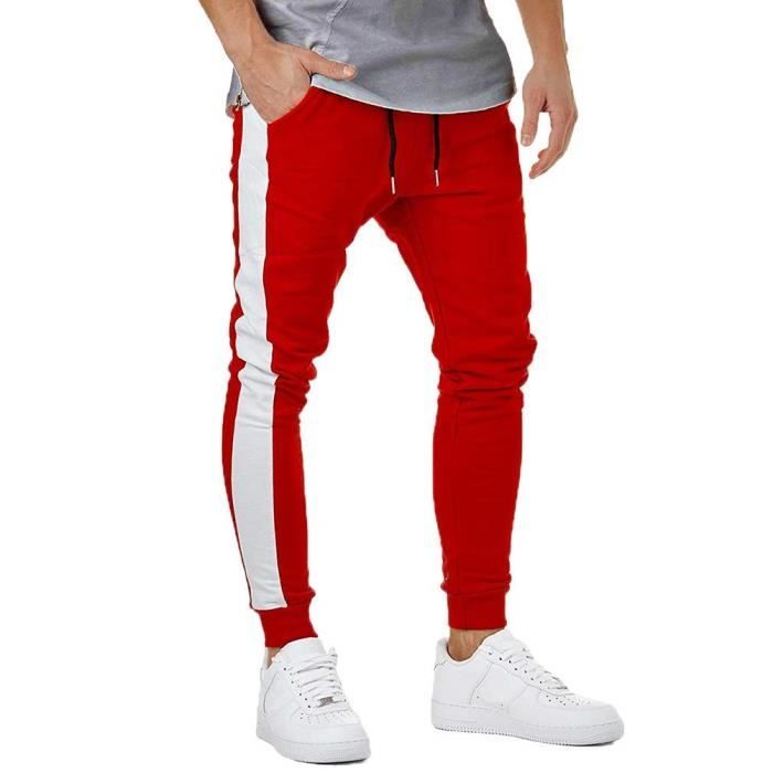 Homme Survêtement Pantalon à rayures Jogging Pantalon De Sport Gym Course Poches Zippées Homme Survêtement Pantalon à rayures Jogging Pantalon De Sport Gym Course Poches Zippées
