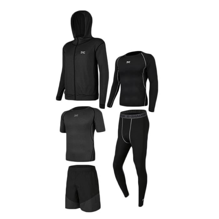 Ensemble de Vetement Sport Homme Marque 5 Pieces Fitness Running Gris Fonce Gris fonce Cdiscount Sport