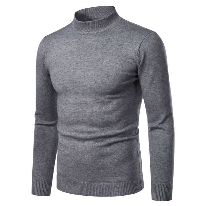 Pull col roulé homme coton sales