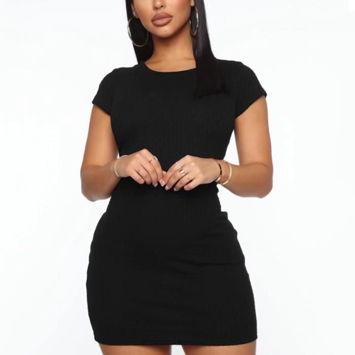 Col rond serre sexy sac hanche robe ultra courte pour femmes Le noir Le noir Cdiscount Pret a Porter
