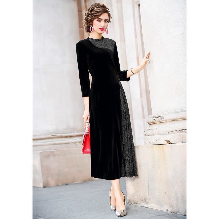 Robe De Soirée Maxi En Velours Noir Alex Evenings - Taille 12 - Vintage Années 90 - Neuf Avec étiquettes