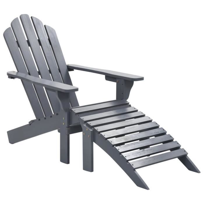 Chaise De Jardin Avec Pouf Fauteuil Jardin Bois Gris Achat