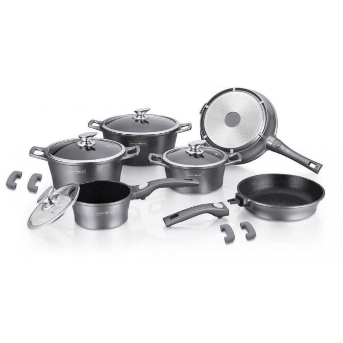 COSTWAY Batterie de Cuisine en Acier Inoxydable Lot Ustensiles de Cuisine/ 3 Pi/èces Casseroles