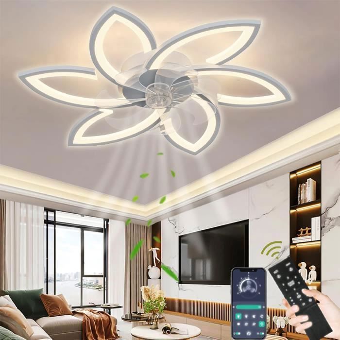 Ventilateur de plafond avec lumière - RUMOCOVO - 6 vitesses - LED - Blanc - 78CM - Nicefeel