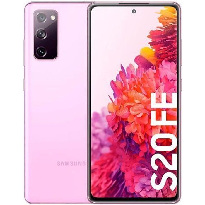 Téléphone mobile SAMSUNG GALAXY S20 FE avec finition violette, écran 6,5 120Hz Infinity-O Super AMOLED 2400 x 1080 pixels, 4G,