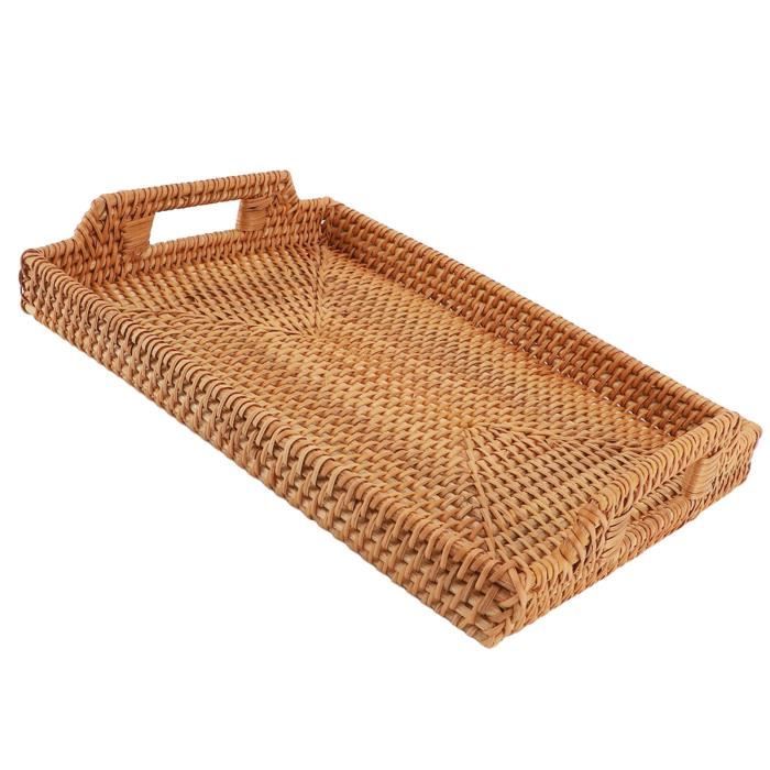 Ancien plateau asiatique en osier et bois - Ma valise en carton