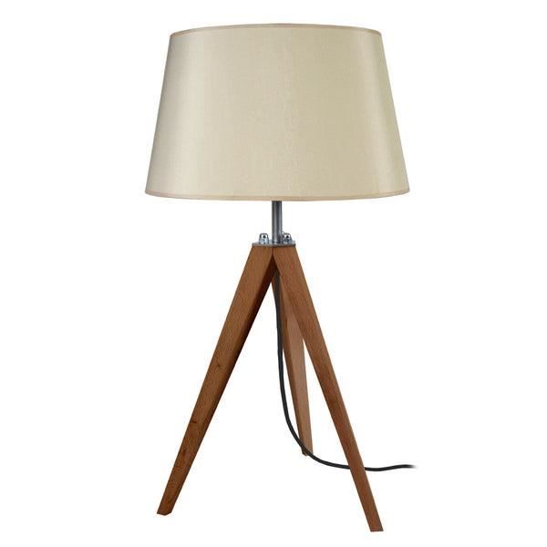 IDUN-Lot 2 - Lampe de chevet trépied bois blanc et noir