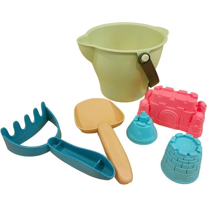 Lot De 6 Seaux De Plage Métalliques Colorés - Avec Poignée En Bois, Pour Jeux De Sable, Enfants, Jardin