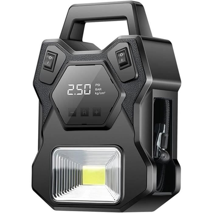 Compresseur D'Air Portable 12V 150PSI/10Bar - Double Cylindre, Tuyau Spiralé 5m - Pour Pneus Voiture, Vélo, Moto - 5
