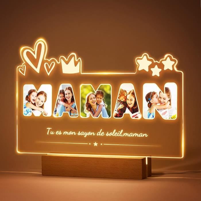 Lampe LED personnalisée avec nom pour maman, veilleuse en forme de cœur,  cadeau de fête des mères, pour la chambre des filles, décor