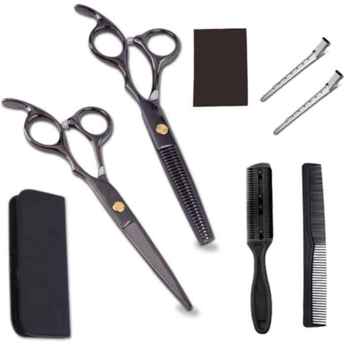 TIDEVAN Kit Ciseaux Coiffure 14 Pièces – Extra Tranchants, 29 Dents, Vis Réglable, étui, Pour Cheveux/barbe/enfants