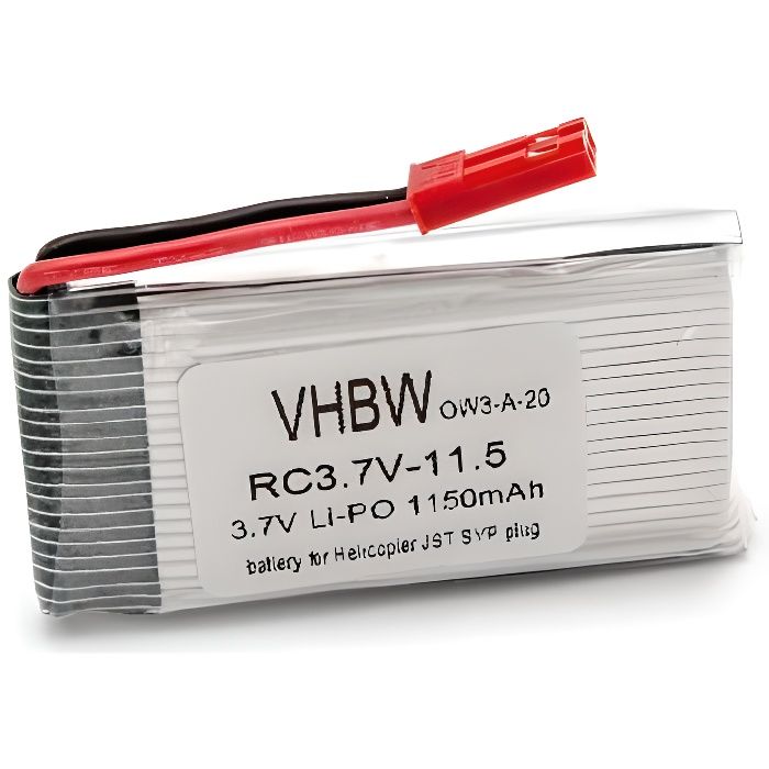 Batterie Li-Ion 1150mAh (3.7V) pour hélicoptère RC JST SYP - VHBW - Remplace votre batterie usagée