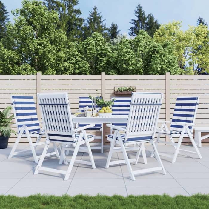 vidaXL Coussins de chaise à dossier haut 6pcs rayures tissu 361255