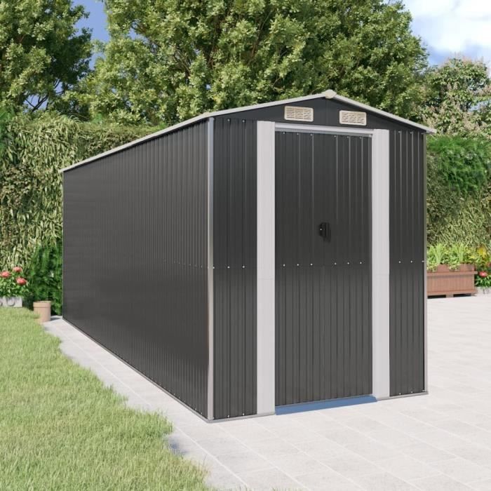3147453 vidaXL Abri de jardin Anthracite 192x523x223 cm Acier galvanisé
