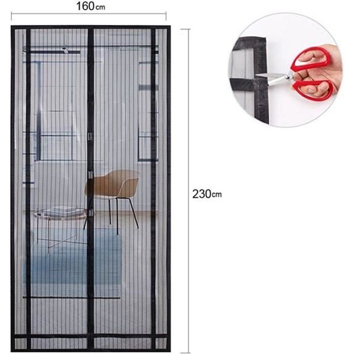 Rideau de Porte Anti-moustique Installation Facile Sans Outils Fermeture Automatique Pour Couloirs Portes Patio Rideau Anti Moustique Bogues Magn/étique Moustiquaire Porte