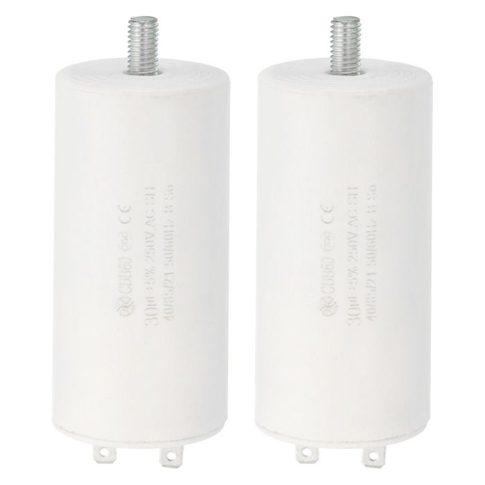 Condensateur CBB60 100uF 250V AC - 2 Fils, Cylindre Blanc, Marque Zaplyte, Neuf