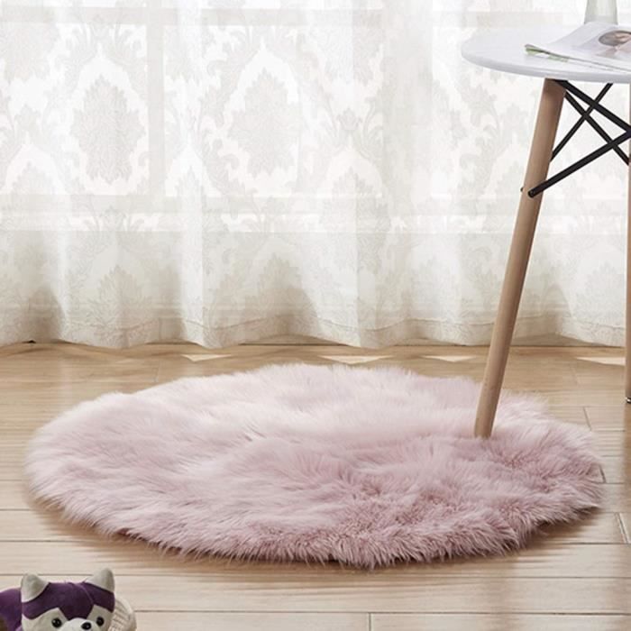 Fluffy Tapis Rond Artificielle Laine Sol Moquette Home Decor Pour