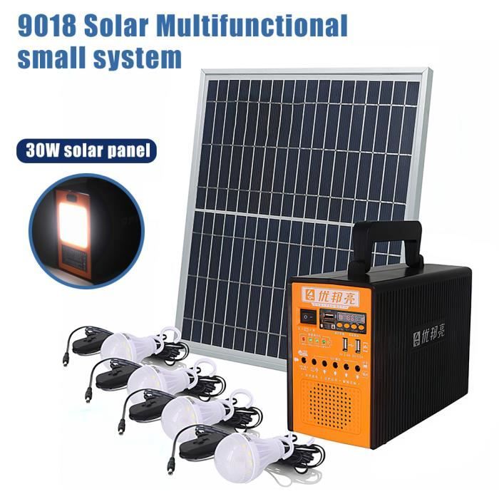 Kit Générateur Solaire Portable avec panneau solaire et 4 Ampoule pour  camping Voyager - Cdiscount Bricolage