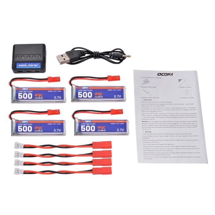 XCSOURCE 5en1 4pcs Chargeur de Batterie 3.7V 500mAh 25C LiPo pour IDU ...