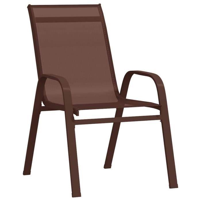fhe - chaises de jardin - chaises empilables de jardin 2 pcs marron tissu textilène - haute qualite - dx0190