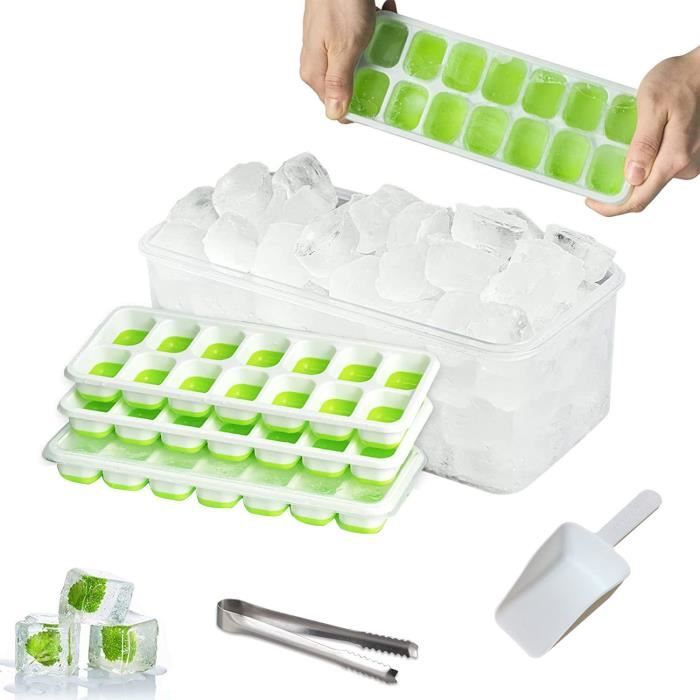 Lot De 3 Moules à Glaçons En Silicone Avec Couvercles - 14 Emplacements Ronds, Sans BPA, Facile Démoulage