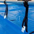 Enrouleur de bâches pour piscines hors-sol GRE - 1,25m à 6,15m - Système permanent - Métal Bleu-1