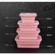 4pcs Boîtes de Conservation en silicone pliable Alimentaires Rétractable Déjeuner Bento Box,Four à micro-ondes, réfrigérateur (vert-1