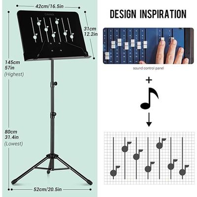 Pupitre De Partition Pliable PARENCE - En Aluminium, Hauteur Réglable 70-132 Cm - Avec Housse - 7