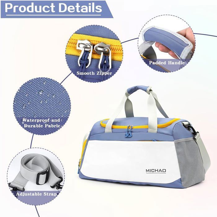 Sac De Voyage Personnalisable Avec Nom - Nylon Imperméable - Compartiment à Chaussures - 29x50x23 Cm