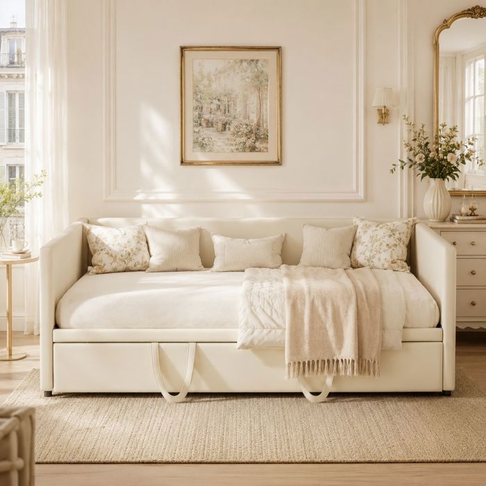 Canapé-lit Extensible 180 X 200 Cm - En Flanelle, Convertible En Canapé 90 Cm, Charge 370 Kg - 4
