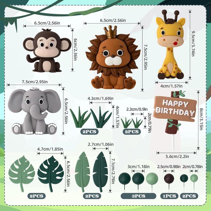 12 Figurines Lion Pour Décoration De Gâteau - PVC - Idéales Anniversaire Enfant - Décoration Non Comestible