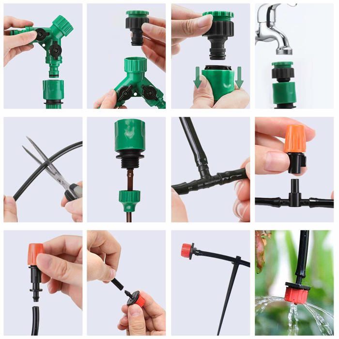 Système D'Irrigation Goutte à Goutte 344pcs - Kit Complet 50m Tuyau Pour Jardin, Pots Et Balcon - Arrosage Automatique Économique