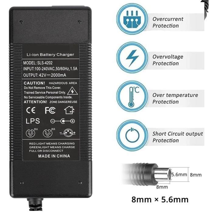 Chargeur 42V 2A Pour Trottinette Xiaomi M365/Pro/Mi 3/1S & Ninebot ES1 Es2 Es3 Es4 Universel Securise Haute Performance 97161263