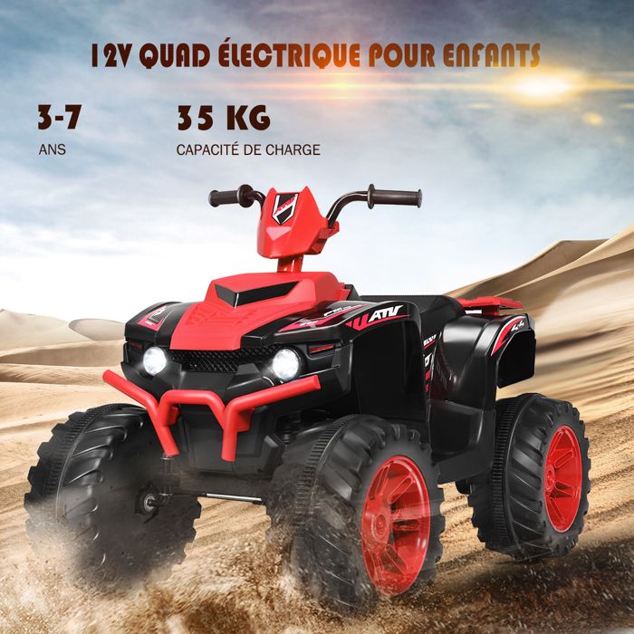 COSTWAY Quad électrique 12V – LED, Musique, Bluetooth – Démarrage Lent – 2,8-5 Km/h – 3-7 Ans – 35 Kg – Rose