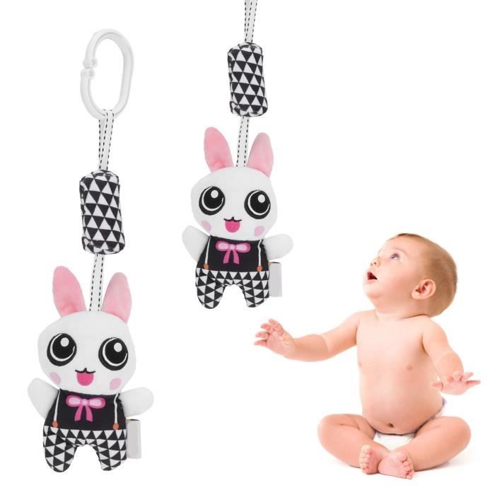 Hochet suspendu Bébé noir blanc dessin animé animal suspendu hochet