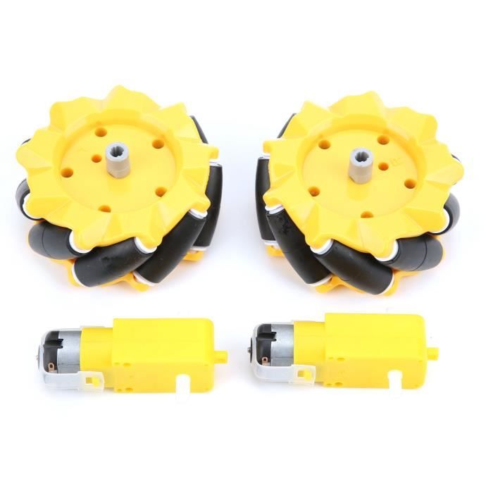 Roue Mecanum Omnidirectionnelle 60 Mm - 2 Paires Pour Robot Intelligent DIY Compatible Moteur TT