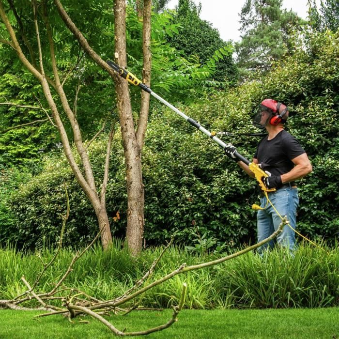 Mini Tronçonneuse Sans Fil Avec Perche Télescopique Et 2 Batteries – Scie à Chaîne électrique Pour Branches D'arbres Hautes, Jardins – 21 V 15,2 Cm