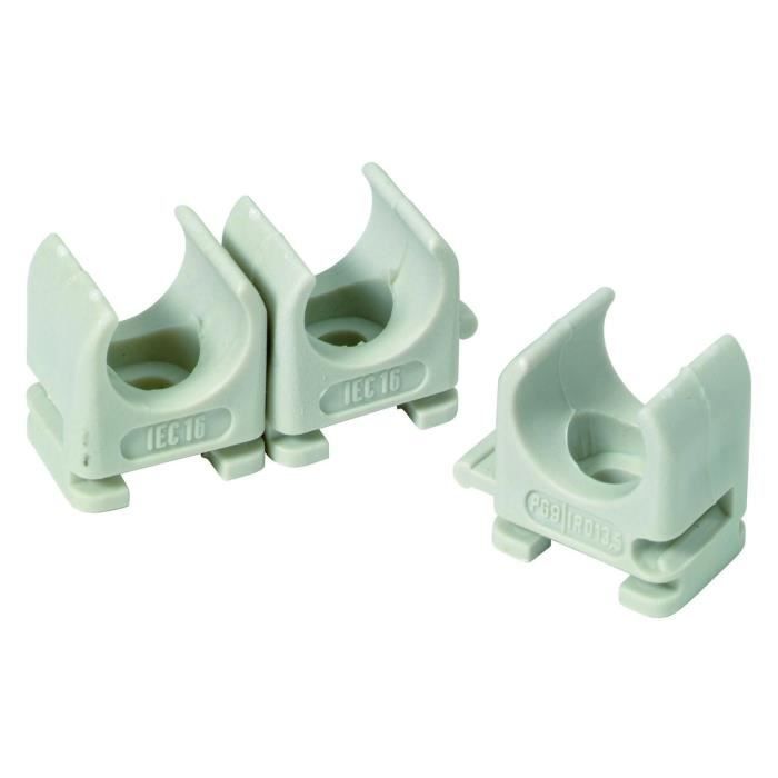 Attache tube en PVC x50 - 16 mm - gris - Cdiscount Bricolage
