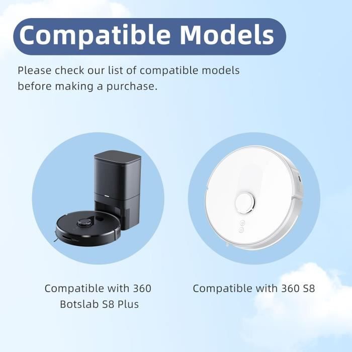 Pièces de rechange compatibles avec les aspirateurs robots Roborock S8, S8 Pro Ultra et S8+: brosses latérales principales, chiffons de nettoyage, filtres HEPA, sacs à poussière, accessoires (en optio