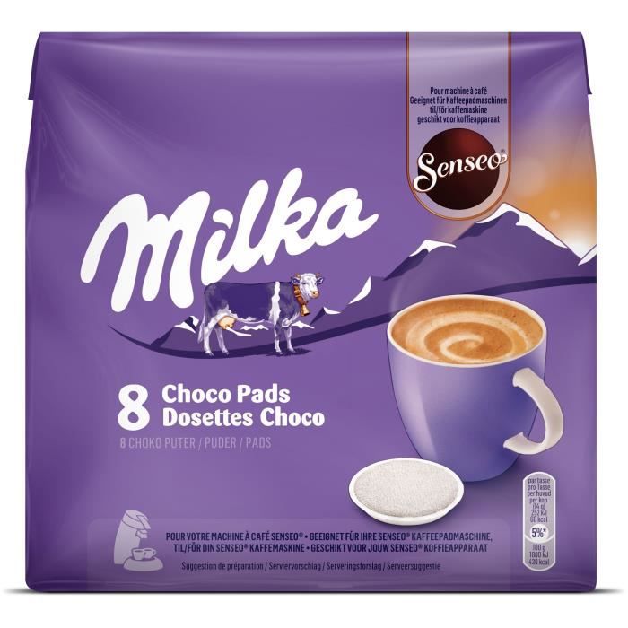 Milka Chocolat chaud pour machines à dosettes, 7 dosettes + 7 bâtonnets